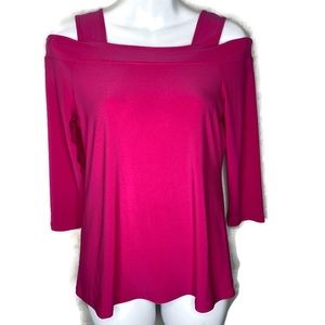 Clara Sun Woo XS Solid Pink Top Cold Shoulder.